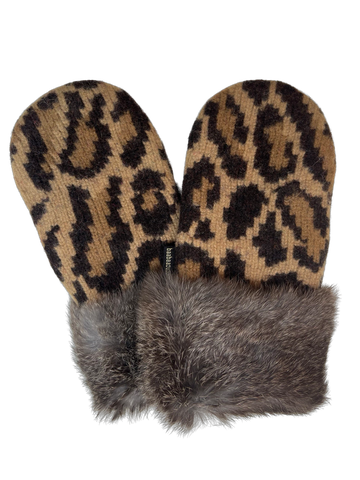 One of a Kind Sweater Mittens with fur trimmed cuffs 207