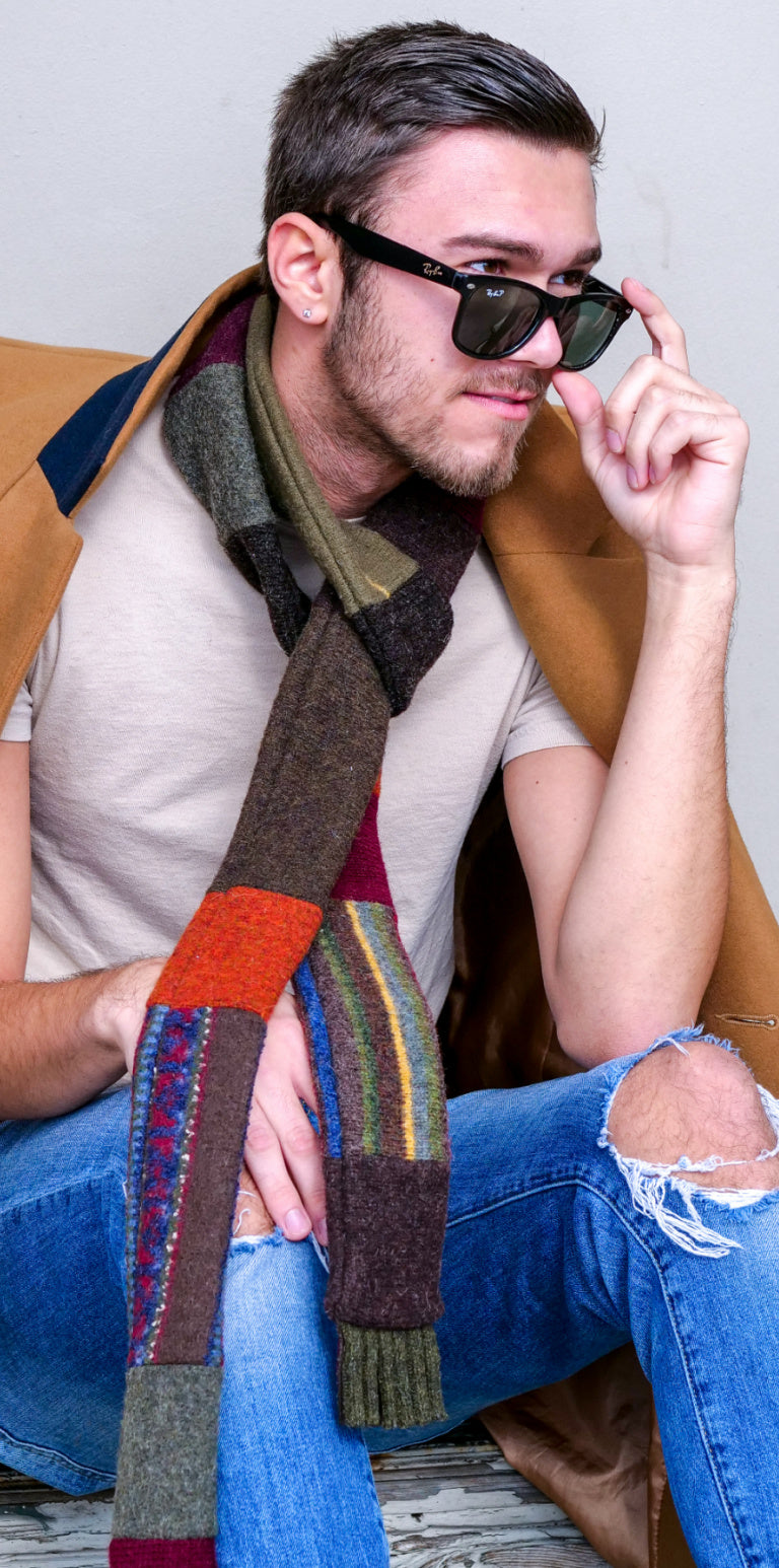 men's wool skinny infinity scarf