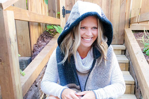 upcycled wool women's hoodie scarf