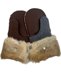 One of a Kind Sweater Mittens with fur trimmed cuffs 211