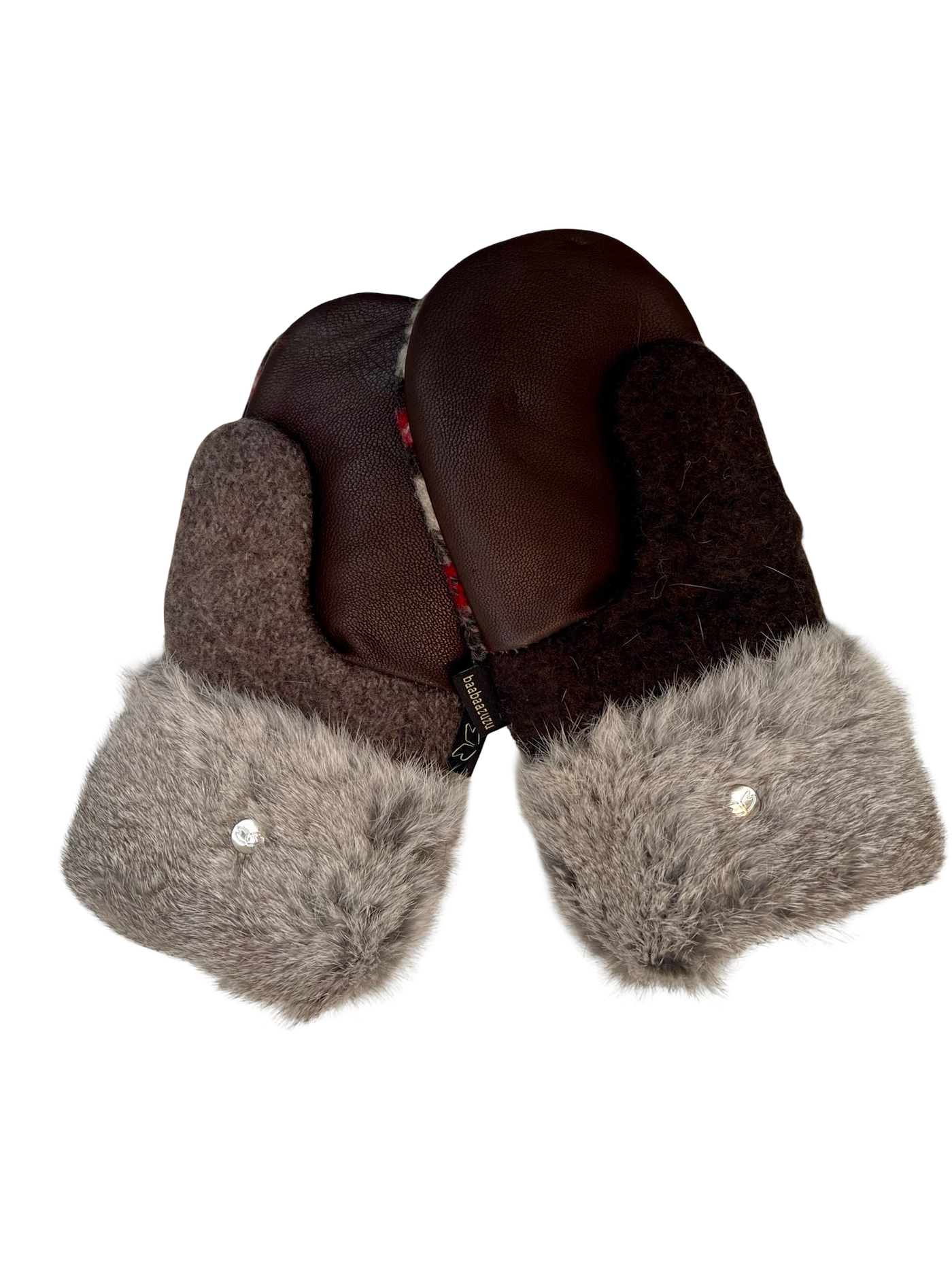 One of a Kind Sweater Mittens with fur trimmed cuffs 213