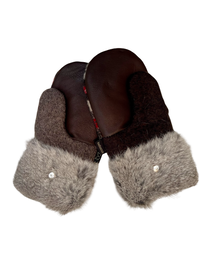 One of a Kind Sweater Mittens with fur trimmed cuffs 213