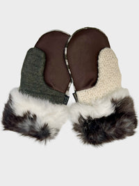 One of a Kind Sweater Mittens with fur trimmed cuffs 210