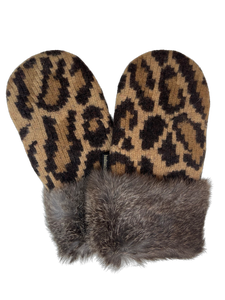 One of a Kind Sweater Mittens with fur trimmed cuffs 207