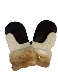 One of a Kind Sweater Mittens with fur trimmed cuffs 213