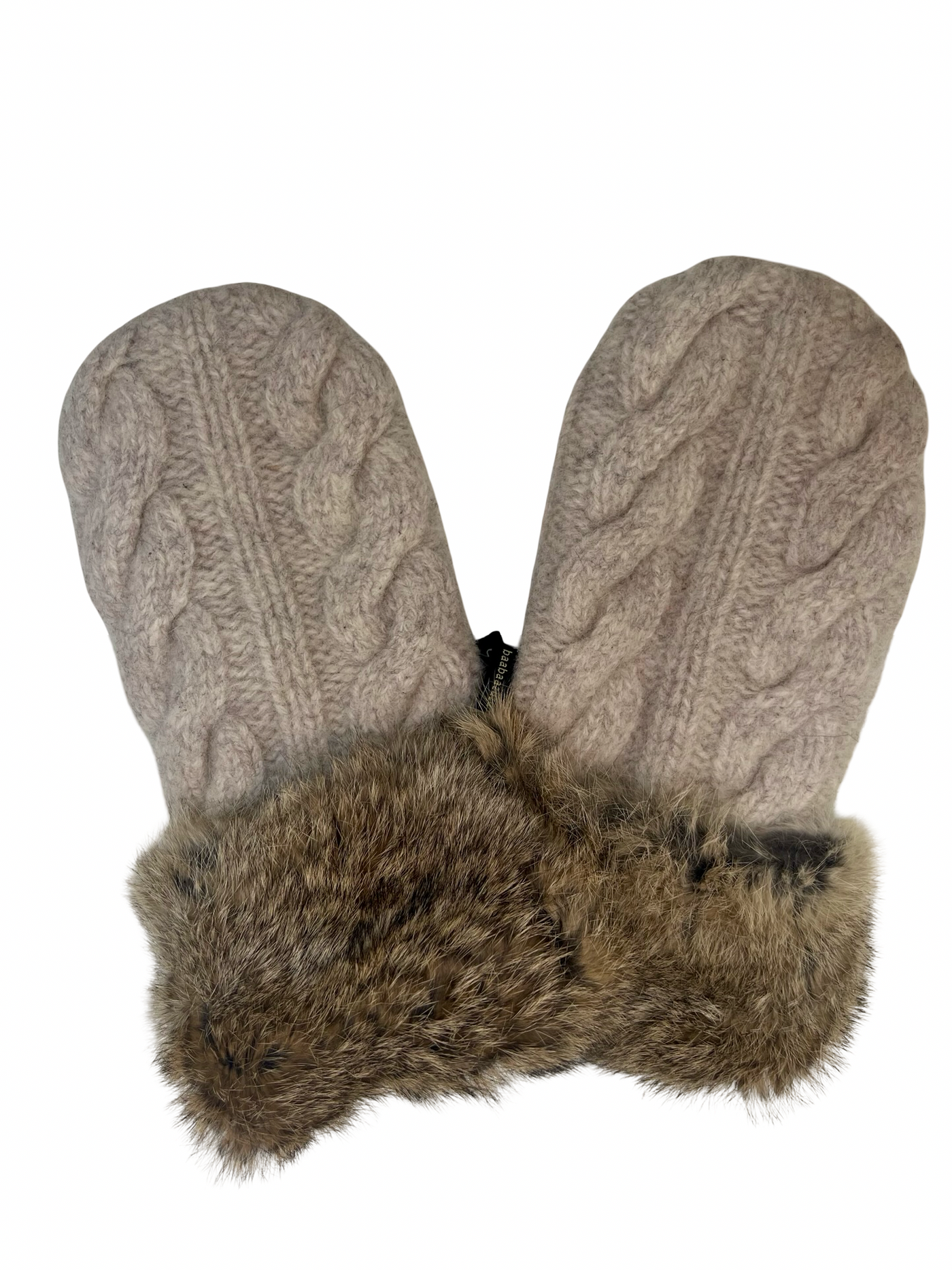 One of a Kind Sweater Mittens with fur trimmed cuffs 214