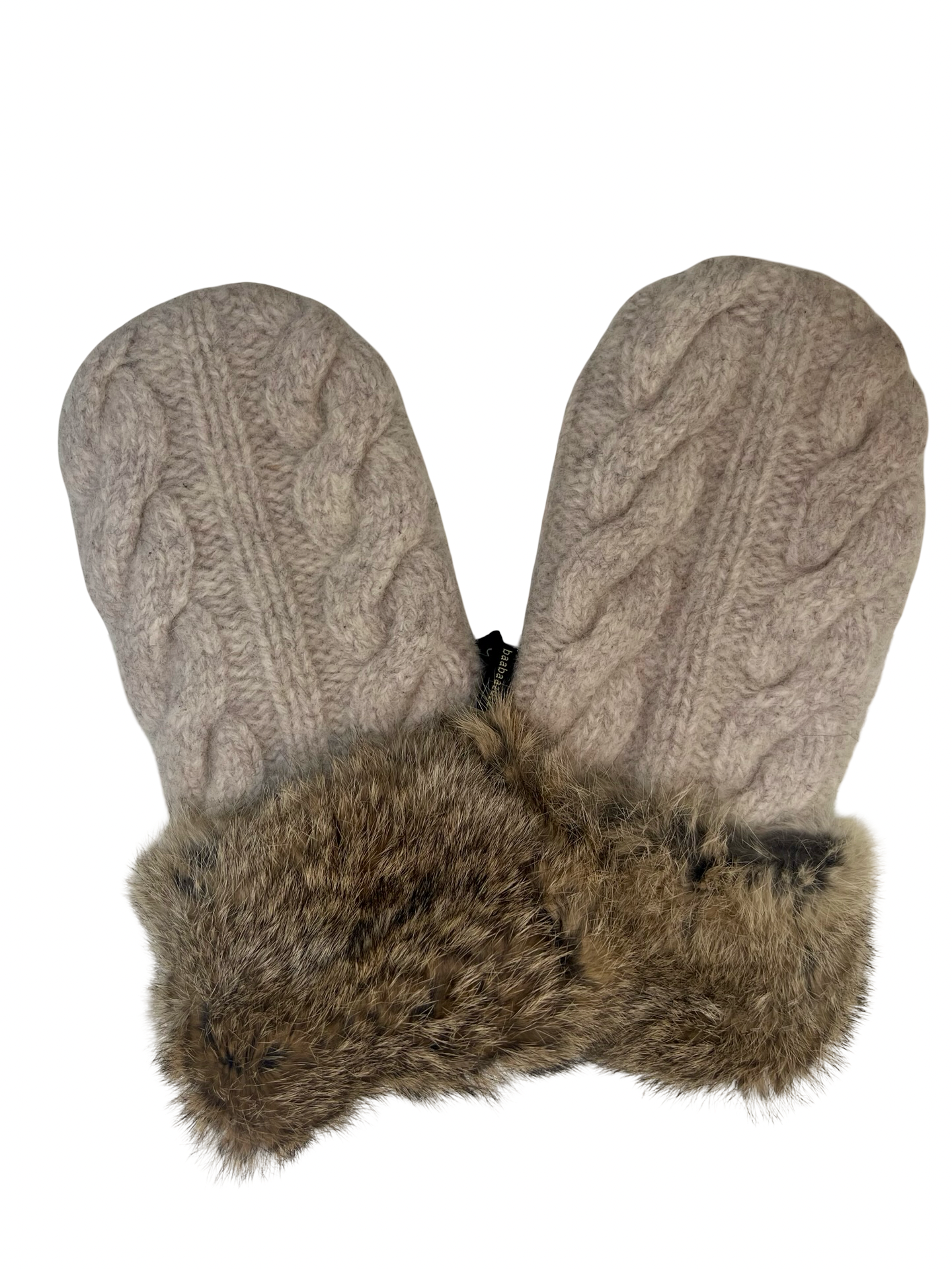 One of a Kind Sweater Mittens with fur trimmed cuffs 214