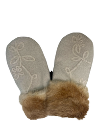One of a Kind Sweater Mittens with fur trimmed cuffs 213