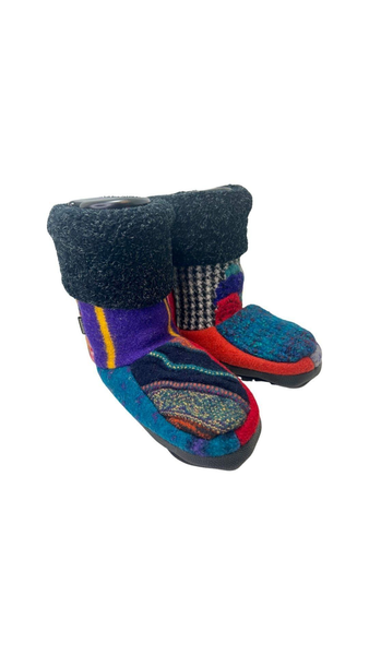 bright colored wool slippers with fleece lining