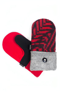 women's red black and gray sweater mittens for sale