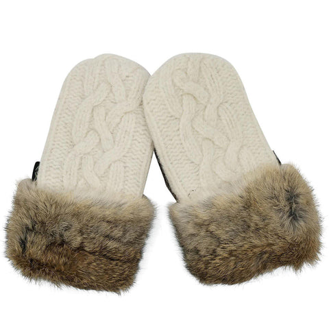 Sweater Mittens with Fur Trimmed Cuffs